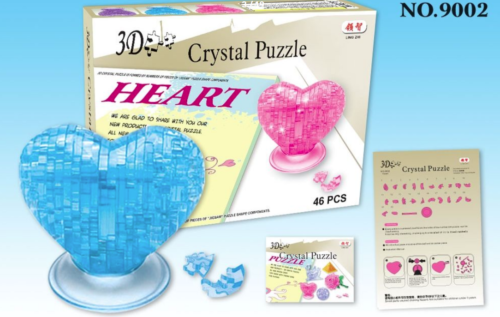 Creative 3D Crystal Puzzle Heart Decoration 46 Pieces Building Blocks 2 Colours-OsirisTradingUK