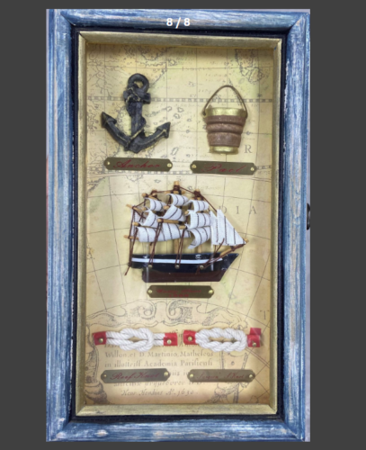 Marine Themed Wall Plaque Wooden Frame Boat Ropes Man Cave Ideal Decor-OsirisTradingUK