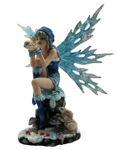 Winter Fairy with Hare Companion Statuette Figurine Ornament Sculpture Figure