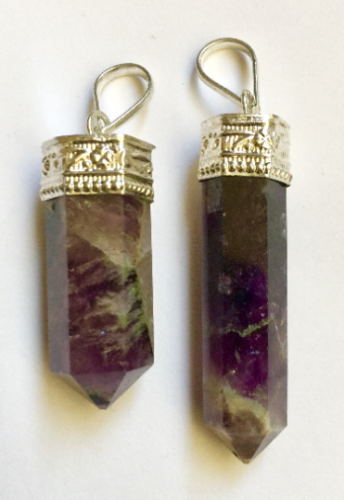 Set of 2 Amethyst Crystal Point Pendant Balance Meditation Aid-OsirisTradingUK