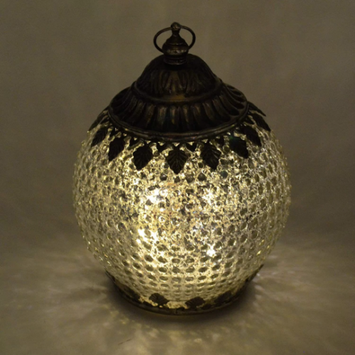 Moroccan Style LED Lantern Silver Pattern with Bronze Finish Lights-OsirisTradingUK