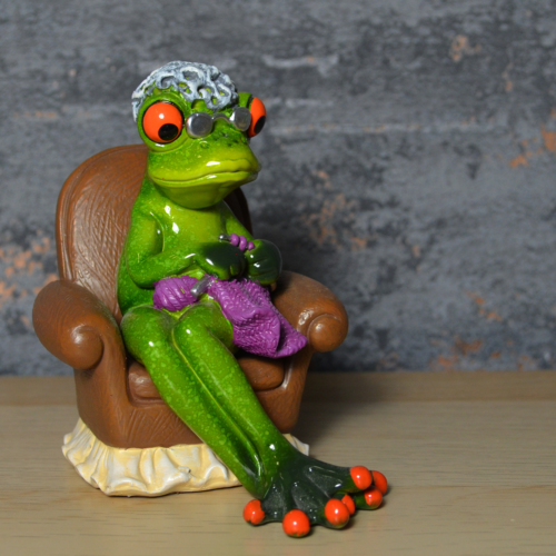 Comical Frogs Figurine Granny Frog Resin Statue Home Decoration Ornament-OsirisTradingUK
