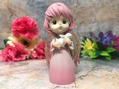 Mythical Creature Girl Angel with Rabbit Sculpture Faun Figurine Fantasy-OsirisTradingUK