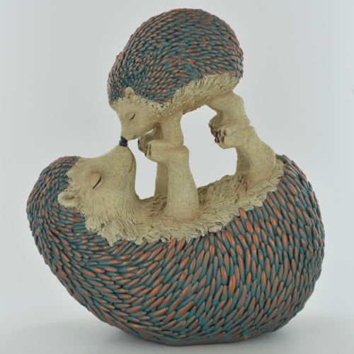 Hedgehog and Baby Garden Ornament Sculpture Wildlife Statue Nature Woodland-OsirisTradingUK