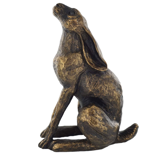 Large Moonbeam Moon Gazing Hare Bronze Effect Sculpture Statue-OsirisTradingUK