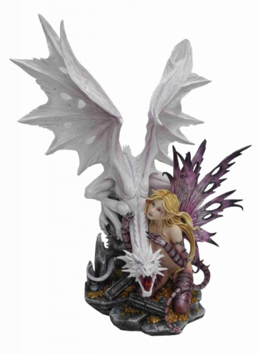 Pink Fairy with White Dragon Figurine Statue Ornament-OsirisTradingUK