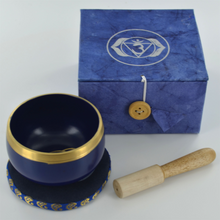 Load image into Gallery viewer, Small 3rd Eye Chakra Blue Singing Bowl Home Decor Feng Shui Buddhis Gift
