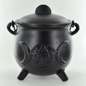 Cast Iron Cauldron Triple Moon Extra Large Altar Decoration Wiccan Pagan Decor