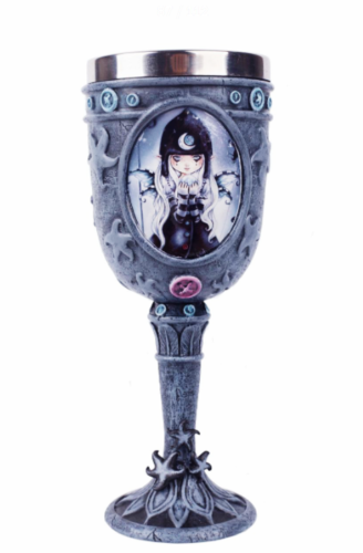 Dolly Fae Collection Goblet Black Stars Fairy and Cat Chalice Selina Fenech-OsirisTradingUK