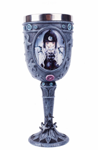 Dolly Fae Collection Goblet Black Stars Fairy and Cat Chalice Selina Fenech