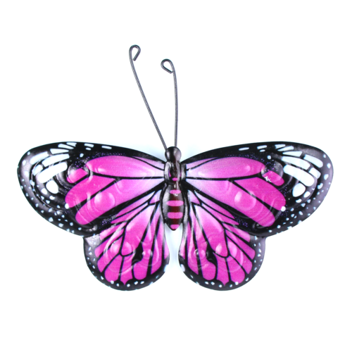 FABULOUS PAIR OF PURPLE BUTTERFLIES METAL GARDEN ORNAMENT FIGURE BUTTERFLY-OsirisTradingUK