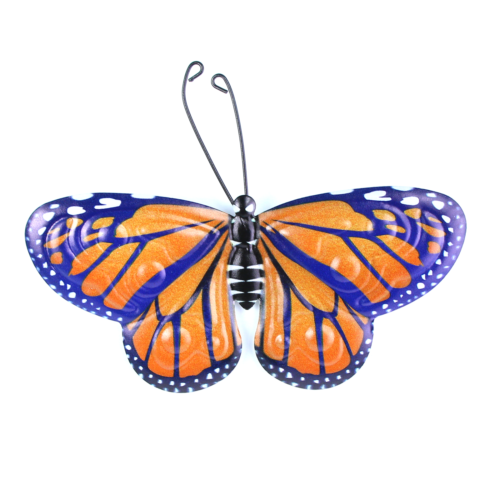 Pair of Monarch Butterflies Metal Garden Ornament Wall Decorations-OsirisTradingUK