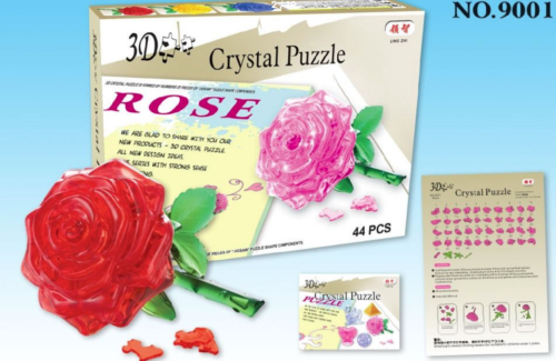 Creative 3D Crystal Puzzle Rose Flower Decoration 44 Pieces Building Blocks-OsirisTradingUK