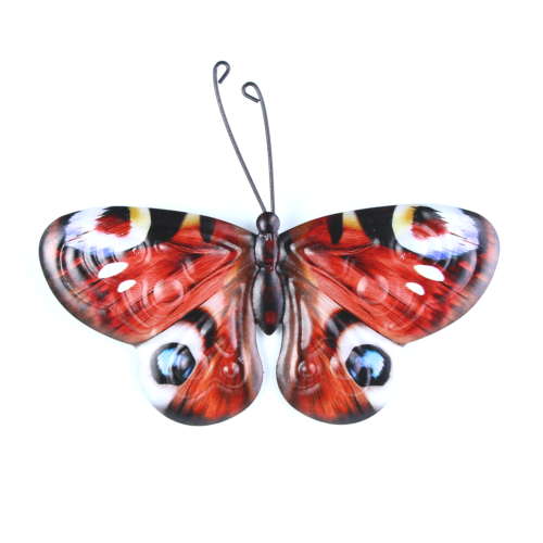 Pair of Peacock Butterflies Metal Garden Ornament Wall Decorations-OsirisTradingUK