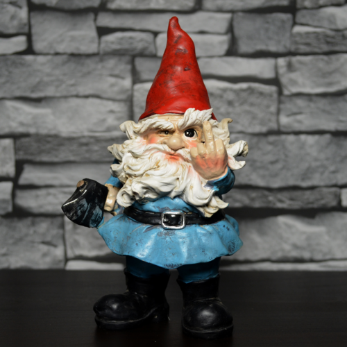 Grumpy Rude Gnome Garden Ornament Dwarf Statue Mythical Sculpture