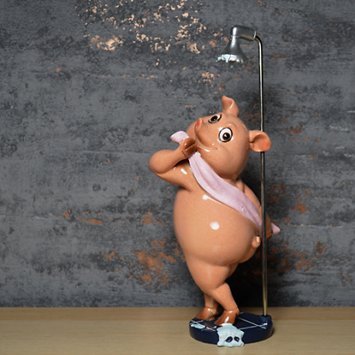 Comical Statue Pig in the Shower Sculpture Home Decoration Figure Gift