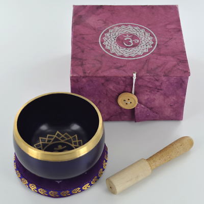 Small Crown Chakra Purple Singing Bowl Home Decor Feng Shui Buddhis Gift