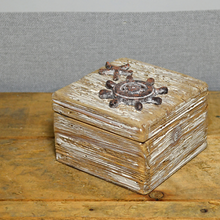 Load image into Gallery viewer, Reclaimed Wood Nautical Ship Wheel Box Ornament Hand Made Home Decor-OsirisTradingUK
