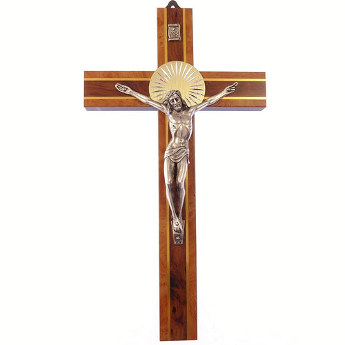 Small Wood Crucifix 13cm with Hanging Loop Religious Ornament Catholic-OsirisTradingUK