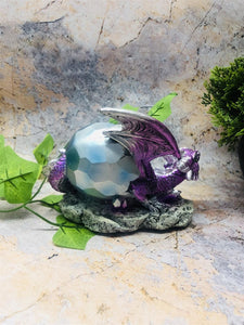 Purple Dragon Hatchling Figurine Fantasy Art Collection Mythical Sculpture