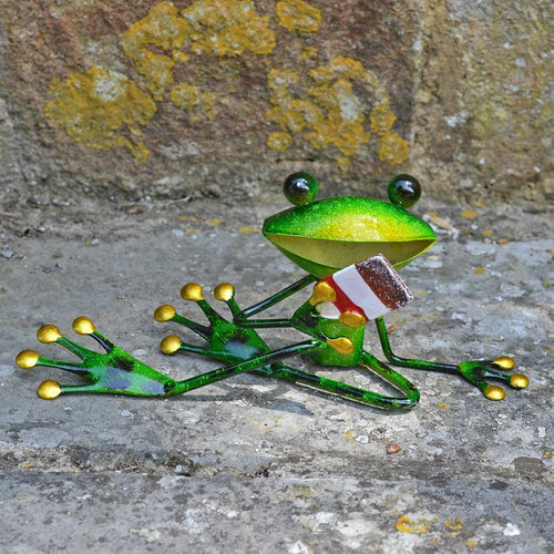 Comical Metal Frog Garden Ornament Lawn Decoration Figurine-OsirisTradingUK