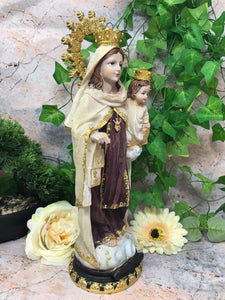 Our Lady of Mount Carmel Virgin Mary Sculpture Statue Religious Ornament-OsirisTradingUK