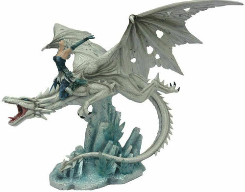 Large Fairy Riding Dragon Companion Sculpture Statue Mythical Creatures-OsirisTradingUK