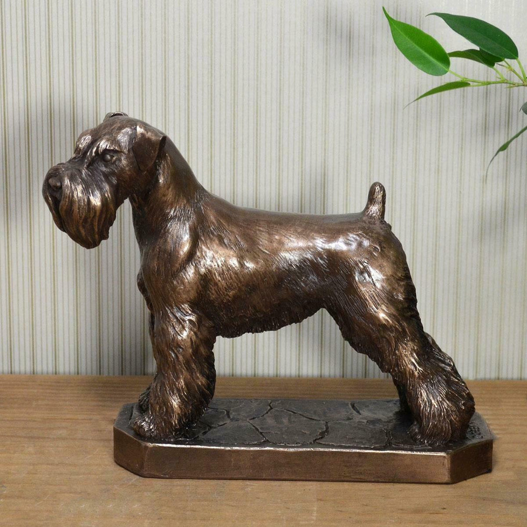 Bronzed Sculpture Schnauzer Dog Statue Figurine Sculpture Dogs Gifts Figures