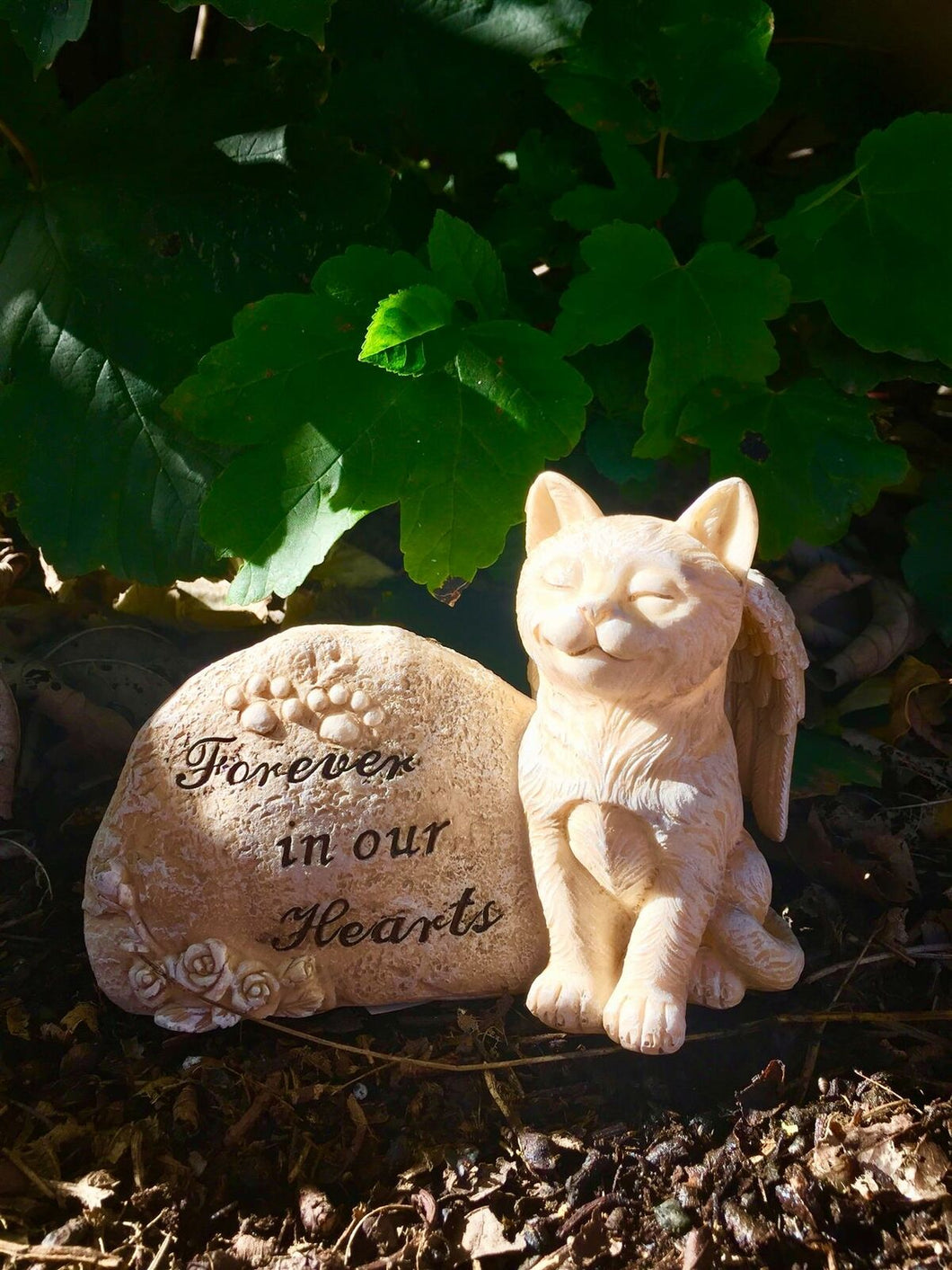 Memorial Cat Angel Statue Pet Grave Marker Tribute Ornament Sculpture