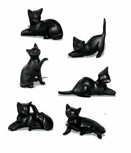 Set of 6 Black Cat Ornaments Cat Figurines Sculptures Gift Figures