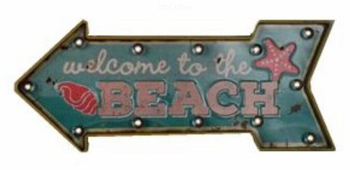 Vintage Metal 3D LED Logo Sign Welcome to the Beach Man Cave Wall Plaque Decor-OsirisTradingUK