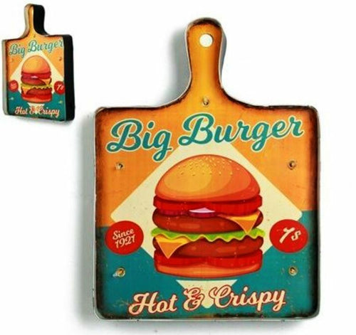 Vintage Metal 3D LED Logo Sign Diner Restaurant Burger Fast Food Wall Plaque-OsirisTradingUK