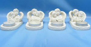 Set of Four Guardian Angel Figurine Cherub Candle Holders Ornament Sculpture