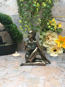 Female in Yoga Position Ardha Matsyendra-asana Sculpture Statue Ornament