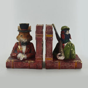 Dapper Animal Bookends Hunting Pheasant & Fox Unique Shelf Tidies