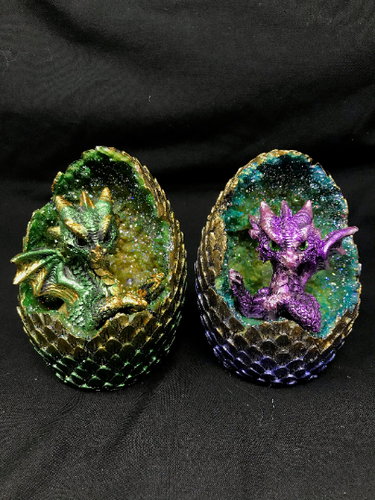 Set of Two Dragons Crystal Fantasy Sculpture Mythical Statue Ornament Gift-OsirisTradingUK