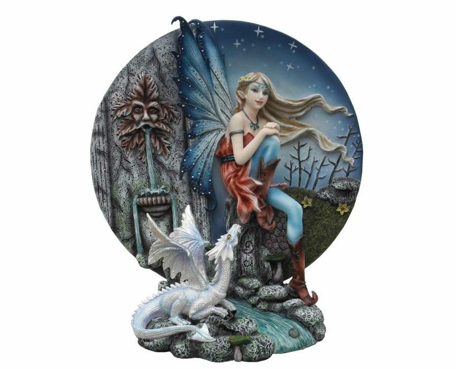 Fairy and Dragon Companion Diorama Sculpture Statue Mythical Creatures Figure