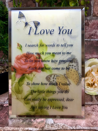 I Love You Beautiful Glass Poem Mirrored Plaque Thoughtful Gift-OsirisTradingUK