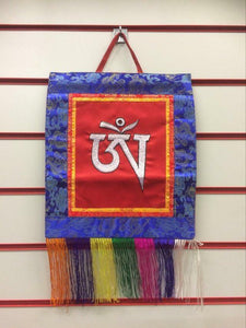 Bannière brodée tibétaine Om à suspendre au mur, bannière Thangka, décoration d'autel