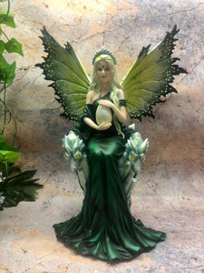 Emerald Fairy Statue Dragon Queen Sculpture Mythical Creature Figurine Ornament-OsirisTradingUK