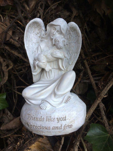 Memorial Graveside Peaceful Angel Holding Dog Garden Ornament Plaque Grave-OsirisTradingUK