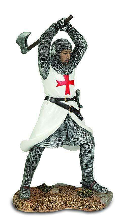 Templar Knight Battle Stance with Hatchet Figurine Statue Crusader Ornament