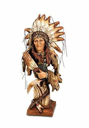 Native American with Feather Headdress Ornamental Statue Figurine Ornament