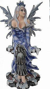 Blue Sitting Winter Fairy Figurine Statue Ornament-OsirisTradingUK