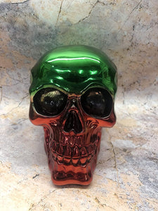 Red and Green Skull Ornament Figure Skulls Collection Sculpture Gothic Decor-OsirisTradingUK