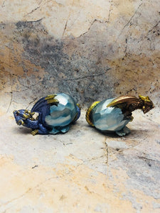 Pair of Dragon Eggs Hatchlings Figurines Fantasy Battling Dragons Collection