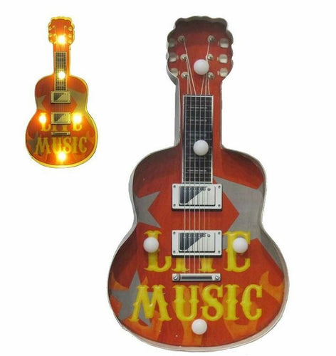 Vintage Metal 3D LED Music Guitar Music Logo Sign Man Cave Wall Plaque Gift-OsirisTradingUK