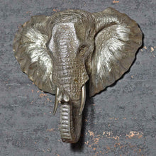 Load image into Gallery viewer, Elephant Head Wall Plaque Silver Effect Sculpture Home Decoration Ornament
