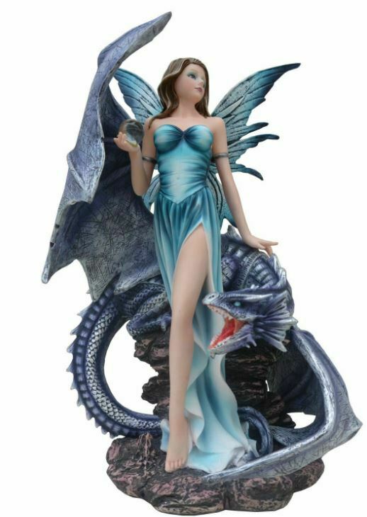 Large Fairy and Dragon Companion Sculpture Statue Mythical Creatures Figure Gift