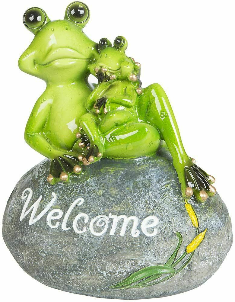 Comical Frogs Welcome Resin Figurine Great For Home or Garden Ornament for Lawn